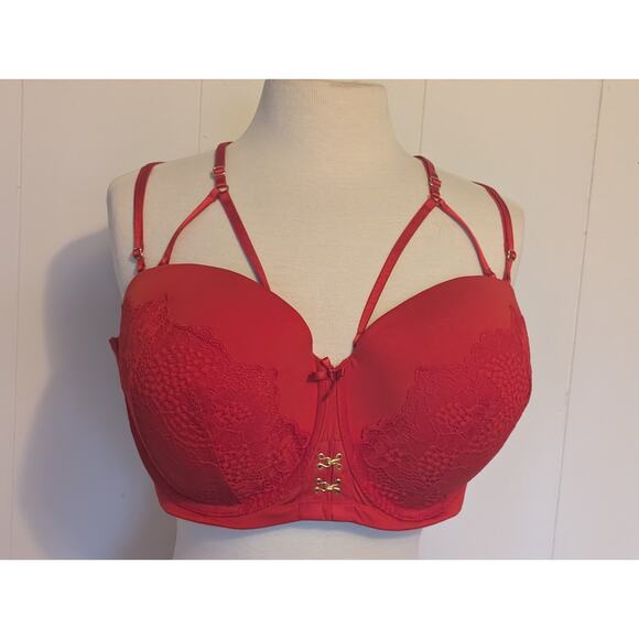 NWT Cacique Bra Seriously Sexy Collection Boost Strapless 46DD Lace Push-Up - Picture 2 of 13